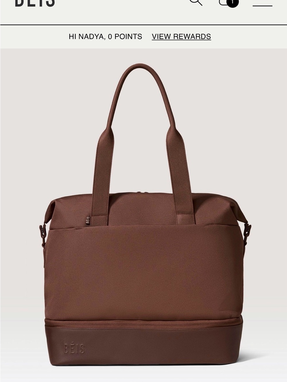 BEIS Maple (Chocolate Brown) convertible weekender